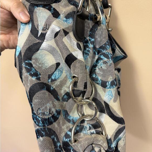 Coach Parker teal black and white bag 14895 - Picture 5 of 9